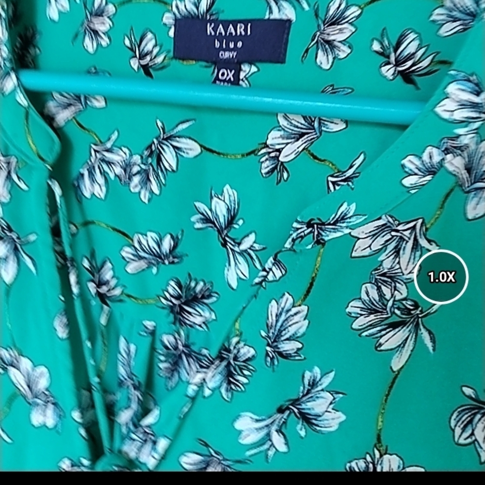 Kaari Blue Teal Top with White Floral Design